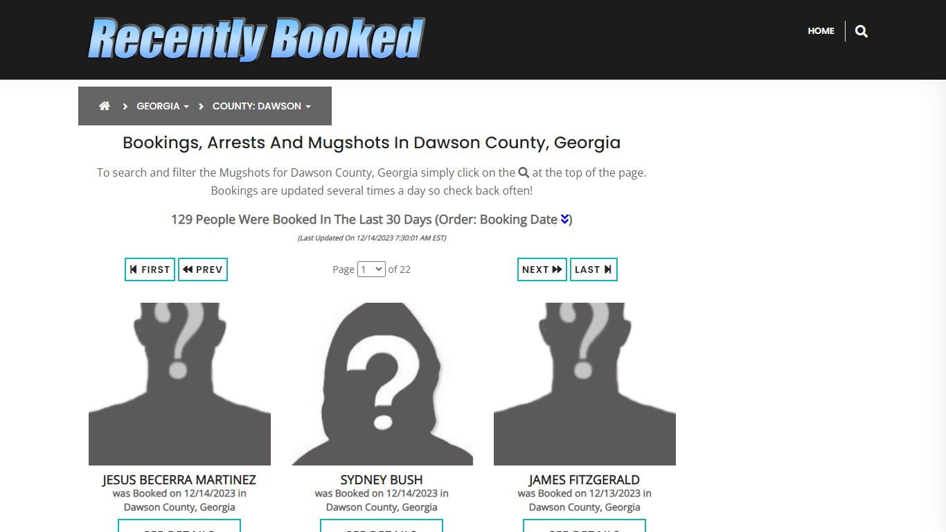 Recent bookings, Arrests, Mugshots in Dawson County, Georgia