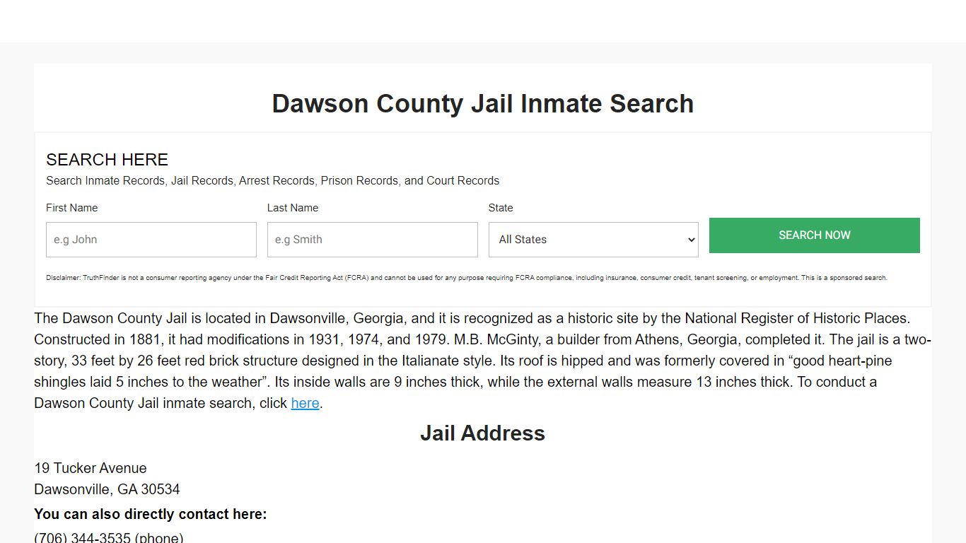 Dawson County Jail Inmate Search