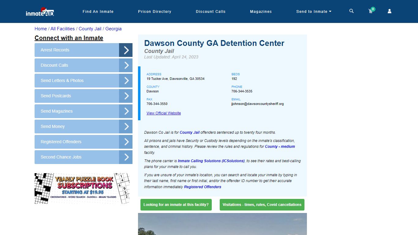 Dawson County GA Detention Center - Inmate Locator - Dawsonville, GA